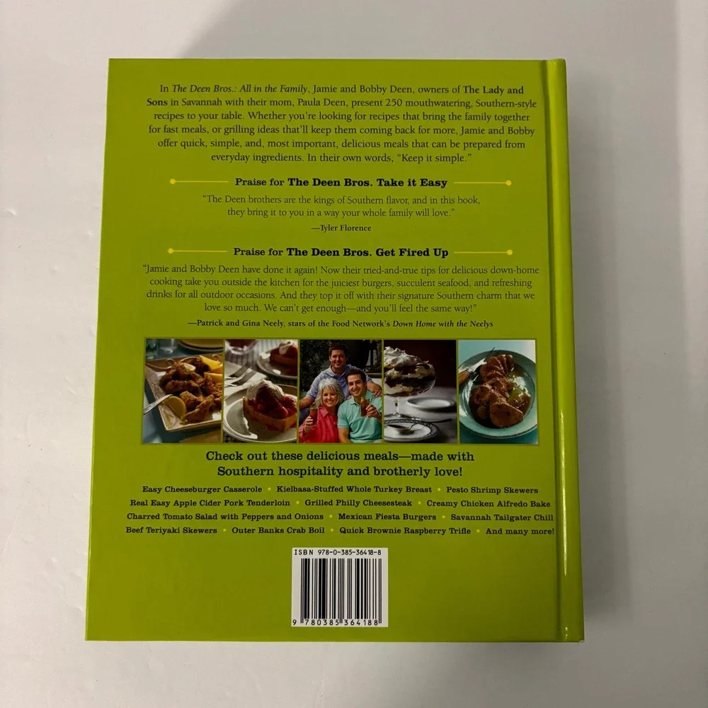 The Deen Bros All in the Family Cookbook Hardcover 2013 Jamie Bobby Deen